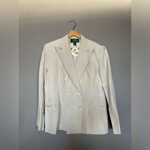 Lauren Ralph Lauren Cream Silk-Linen Blazer